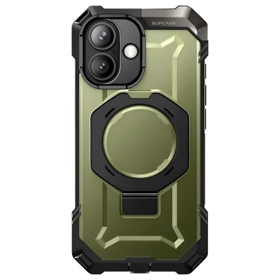 SUPCASE Coque Renforc&eacute;e pour iPhone 17 S&eacute;rie Unicorn Beetle Grip avec B&eacute;quille Kaki