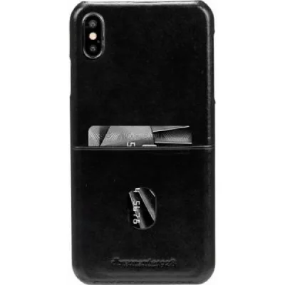 DBRAMANTE1928 Coque rigide en cuir noir  pour iphone xs max