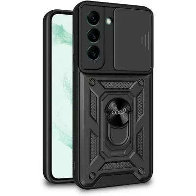 COOL Coque rigide noire  avec anneau pour Samsung Galaxy S22 Plus S906