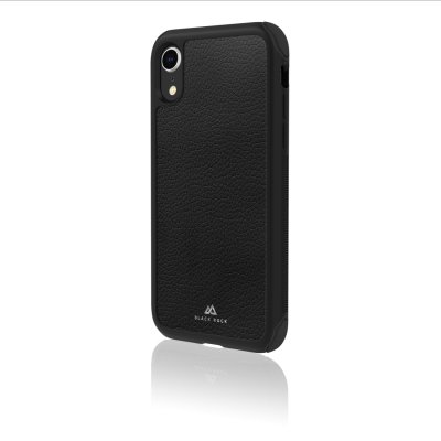 BLACK ROCK Coque Robust Real Leather pour iPhone Xr d'Apple, Noir 