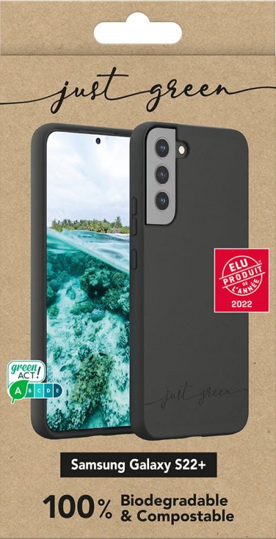 BIGBEN CONNECTED Coque Samsung G S22+ 5G Biod&eacute;gradable Noire Just Green - Neuf