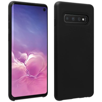 AVIZAR Coque Samsung Galaxy S10 Silicone Semi-rigide Mat Finition Soft Touch noir