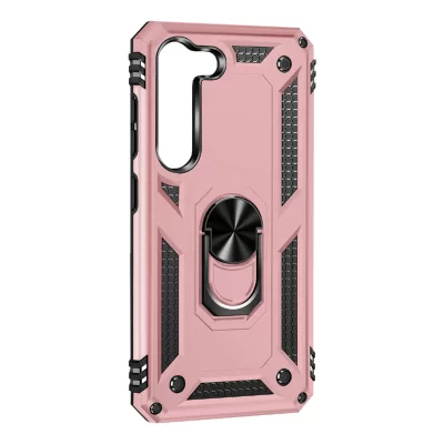 AVIZAR Coque Samsung Galaxy S23 Ultra Rigide Bague Support Rose Champagne