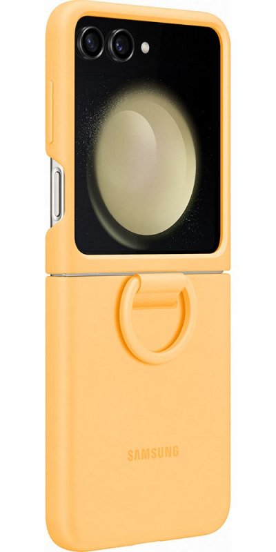 SAMSUNG Coque  Galaxy Z Flip 5 Silicone avec anneau - Abricot - Neuf