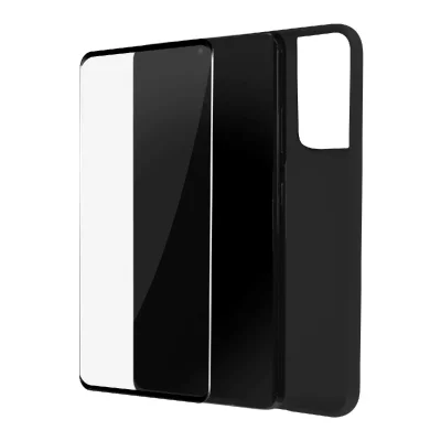 AVIZAR Coque Samsung S21 Ultra Flexible Noire + Verre Tremp&eacute; Transparent 9h