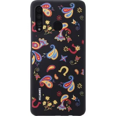 HUAWEI Coque semi-rigide noire florale  pour P30 Lite - Neuf