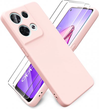 LITTLE BOUTIK Coque Silicone Couleur Rose + 2 Verres Trempes Pour Oppo Reno 8 5G