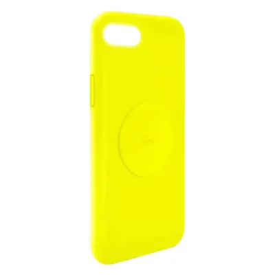 PURO Coque silicone icon aimant&eacute;e jaune fluo pour iphone 6/7/8/se20 