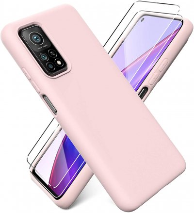 LITTLE BOUTIK Coque Silicone Rose + 2 Verres Trempes Pour Xiaomi 11T / 11T Pro