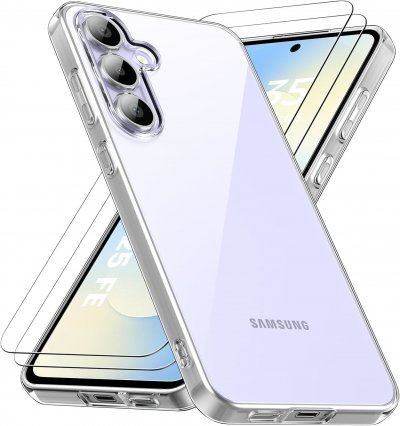 LITTLE BOUTIK Coque Silicone Transparente + 2 Verres Trempes Pour Samsung Galaxy S25 FE