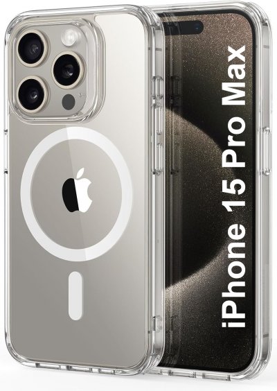 LITTLE BOUTIK Coque Silicone Transparente Compatible Magsafe Pour iPhone 15 Pro Max