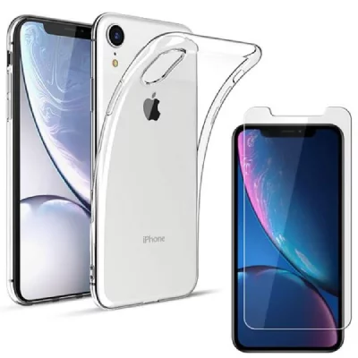 LITTLE BOUTIK Coque Silicone transparente + Verre Tremp&eacute;  pour iPhone X (10) - Xs (10s)