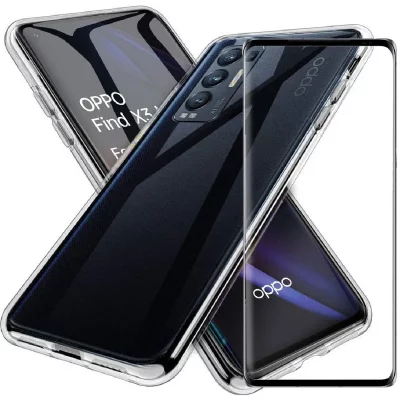 LITTLE BOUTIK Coque Silicone Transparente + Verre Trempe Pour Oppo Find X3 Neo