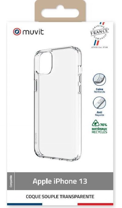 MUVIT FOR FRANCE Coque smartphone  Transparente Recyclee Iphone 13
