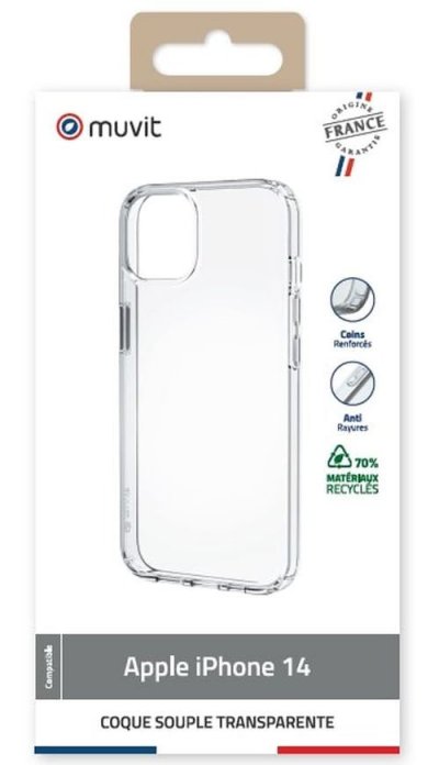 MUVIT FOR FRANCE Coque smartphone  Transparente Recyclee Iphone 14