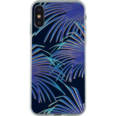 BIGBEN Coque souple noire avec feuilles de palmier bleues pour iphone x/xs