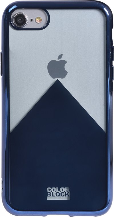 BIGBEN CONNECTED Coque souple transparente et m&eacute;tal bleu pour iPhone SE (2020)/8/7/6S/