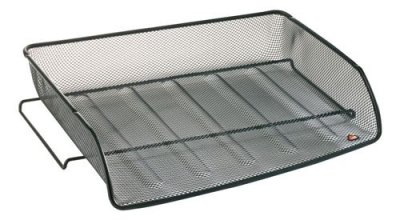 Corbeille &agrave; courrier Alba - ouverture grand c&ocirc;t&eacute; - m&eacute;tal Mesh noir