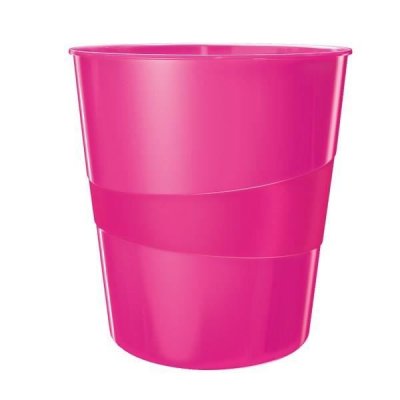 LEITZ Corbeille &agrave; papier plastique  Wow rose 15 l - Rose