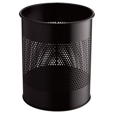 DURABLE Corbeille &agrave; papiers acier perfor&eacute; finition laqu&eacute;, 15 litres noir