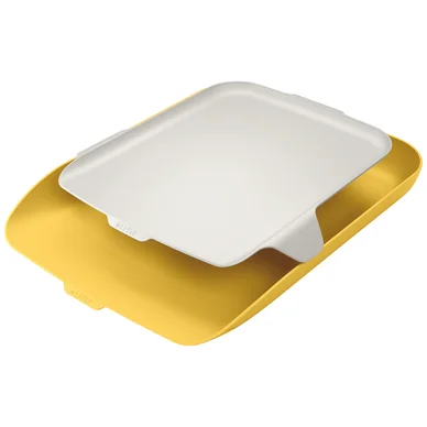 LEITZ Corbeille Courrier Avec Organiseur - Jaune - Cosy - 
