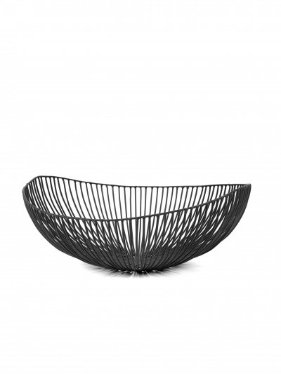 SERAX Corbeille ovale MEO M&eacute;tal Noir H14 x 37 x 33 cm