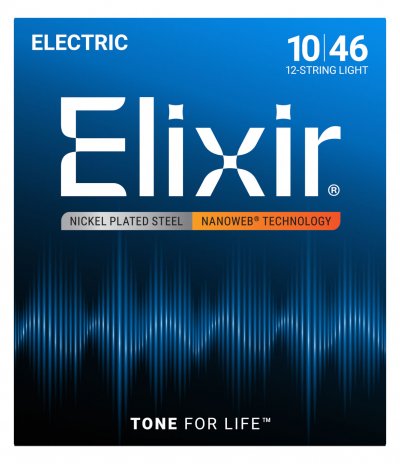 ELIXIR Cordes &reg; pour guitare &eacute;lectrique 12 cordes avec rev&ecirc;tement NANOWEB&reg;, Light (.010-.046)