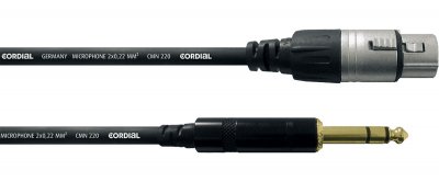 CORDIAL  C&acirc;ble audio st&eacute;r&eacute;o XLR femelle/jack st&eacute;r&eacute;o 3 m