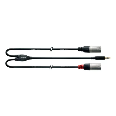CORDIAL  C&acirc;ble Y bretelle minijack st&eacute;r&eacute;o/2 XLR m&acirc;le longs 1,5 m