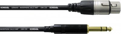 CORDIAL  CFM1.5FV - C&acirc;ble audio XLR femelle-jack st&eacute;r&eacute;o m&acirc;le 1,5 m