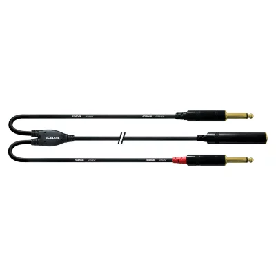 CORDIAL  CFY 0.3 KPP, 2 x 6,35 mm, M&acirc;le, 6,35 mm, Femelle, 0,3 m, Noir