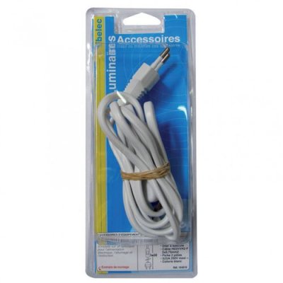 TIBELEC Cordon avec interrupteur + fiche  1m50 blanc