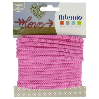 ARTEMIO Cordon en tricotin tout fait fuschia &agrave;5mm x 5m - art&eacute;mio