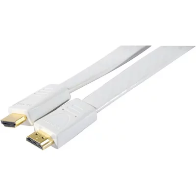 MCAD Cordon HDMI haute vitesse plat blanc - 1,8m