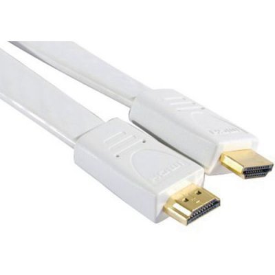 MANUTAN Cordon HDMI haute vitesse plat blanc - 3m