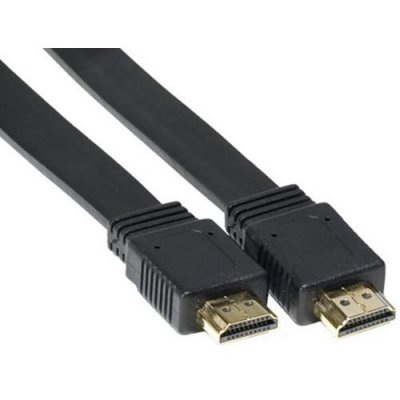 MANUTAN Cordon HDMI haute vitesse plat noir - 2,0m