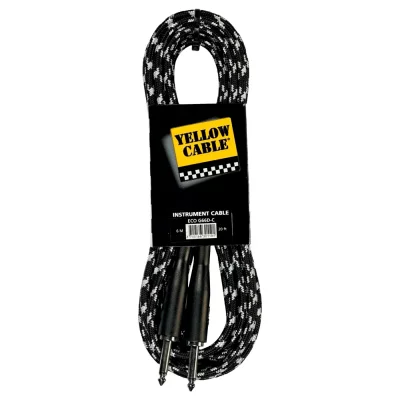 YELLOW CABLE Cordon Jack Jack Gaine Tresse GRIS-noir C&acirc;bles jack / instrument
