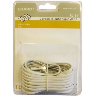 ERARD Cordon RJ11 haut-d&eacute;bit ADSL m&acirc;le/ RJ45 m&acirc;le 5 m - blanc
