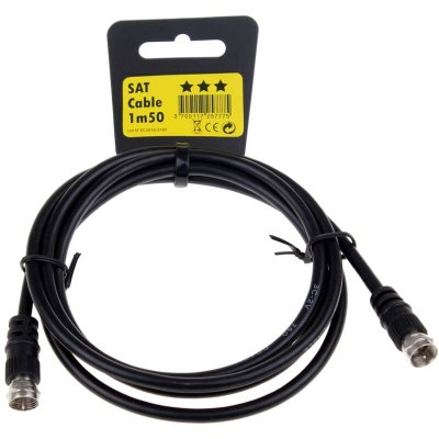 ERARD Cordon Satellite avec prise F pour TV  1.5m Noir