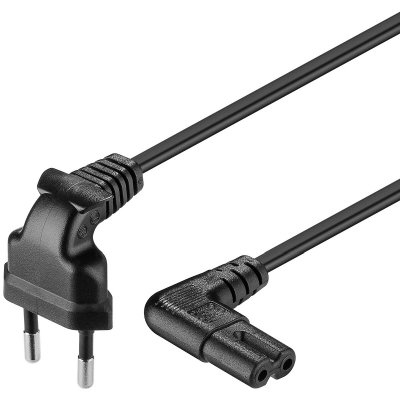 GOOBAY Cordon secteur bipolaire coud&eacute; / coud&eacute; 90&deg; - 3 m