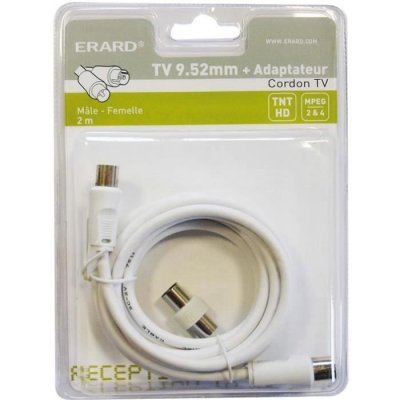 ERARD CONNECT Cordon TV m&acirc;le 9.52 mm / femelle + adaptateur m&acirc;le m&acirc;le - 2 m