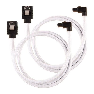 CORSAIR  C&acirc;ble SATA gain&eacute; Premium connecteur coud&eacute; (blanc) - 60 cm