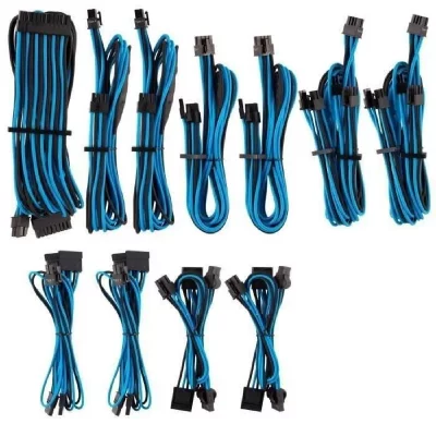 CORSAIR  compatible premium pro sleeved kabel-set (gen 4) - blau/schwa