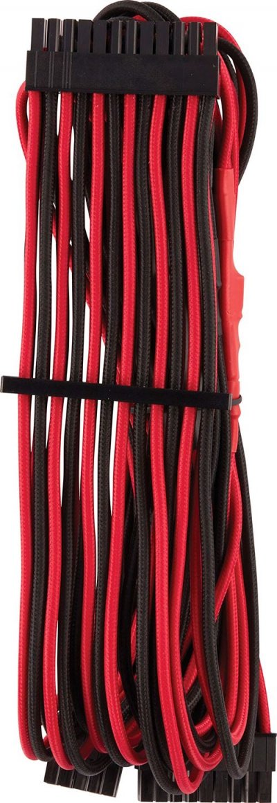 CORSAIR  compatible premium sleeved 24-pin-atx-kabel (gen 4) - rot/sch