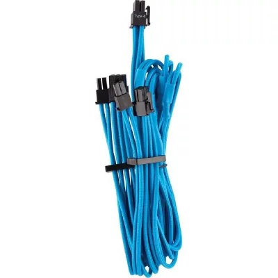 CORSAIR  premium sleeved pcie dual-kabel, doppelpack (gen 4) - blau