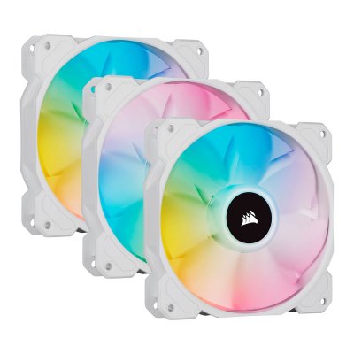 CORSAIR  SP120 RGB Elite - Blanc - 120 mm (Pack de 3) + Lighting Node Core