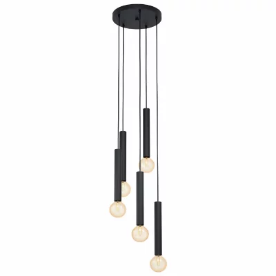 EGLO Cortenova plafonnier suspendu 5 lampes cluster noir