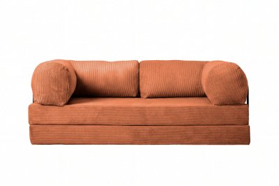 CASANOVA Cosima - Canap&eacute; Droit Convertible Velours C&ocirc;tel&eacute; 3 Places Terracotta