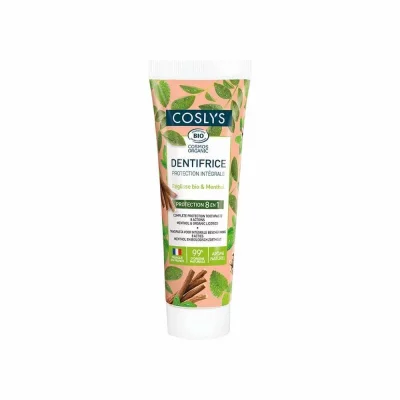 COSLYS  - Dentifrice protection int&eacute;grale - r&eacute;glisse et menthol - 100 g