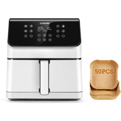 COSORI  friteuse sans huile premium ii chef edition 6.2 litres blanc + pack 50 papiers 